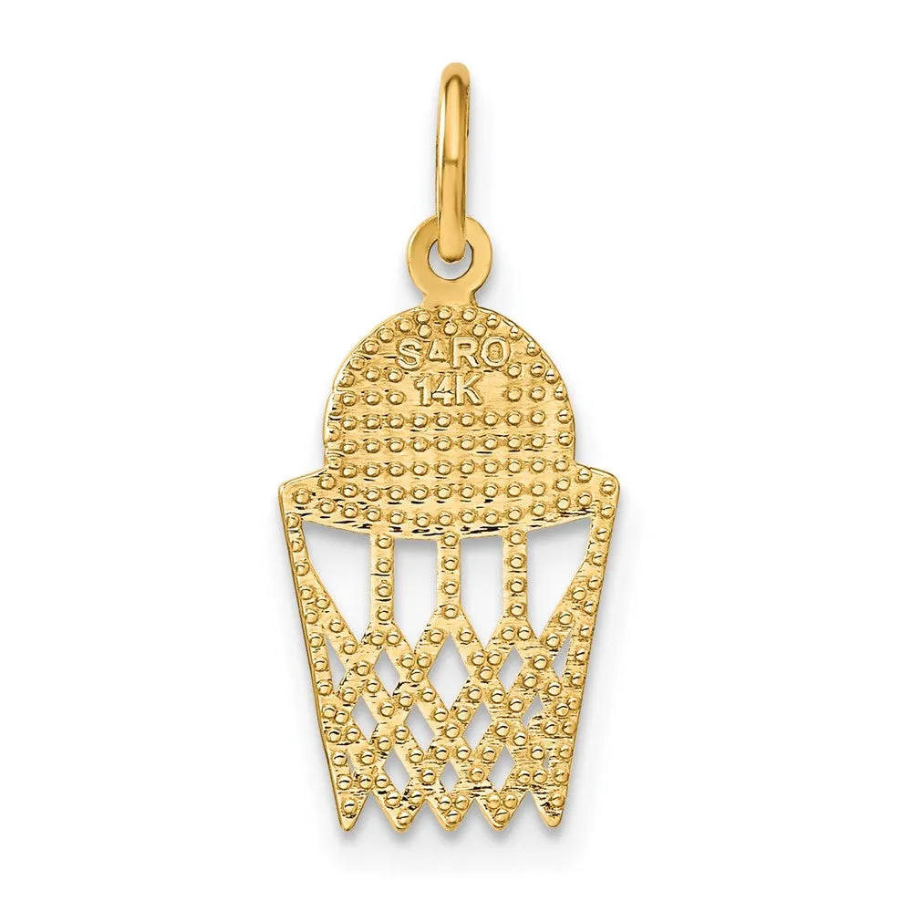 14k Basketball in Net Charm