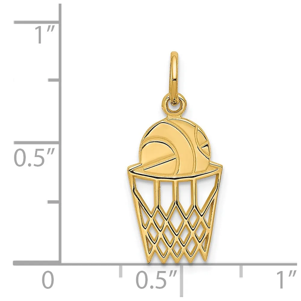 14k Basketball in Net Charm