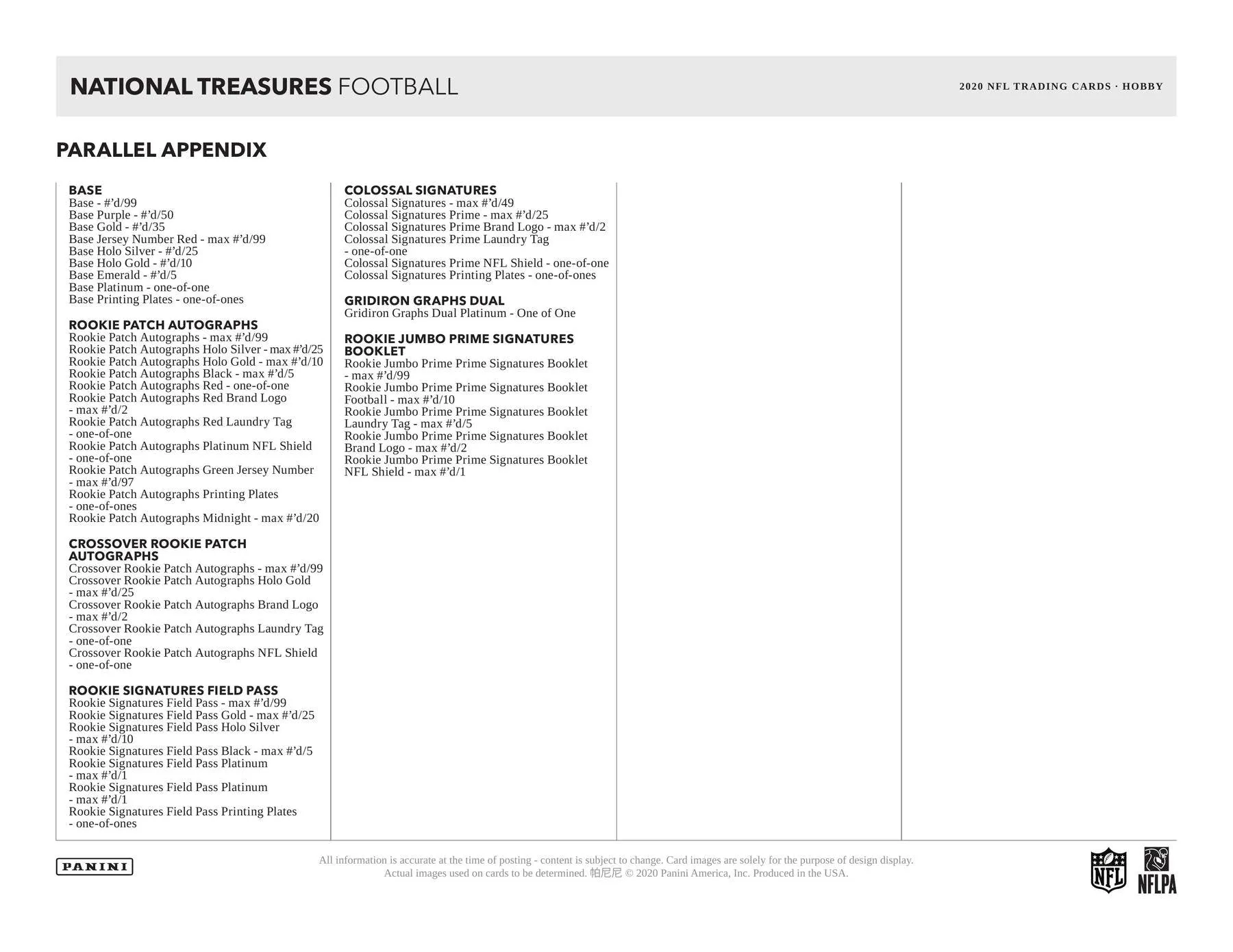 2020 NFL Panini National Treasures 1 Box SERIAL NUMBER BREAK #1