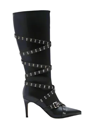 A Senorita's Cross Buckle Stiletto Boot