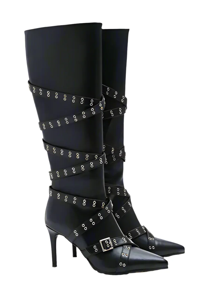 A Senorita's Cross Buckle Stiletto Boot