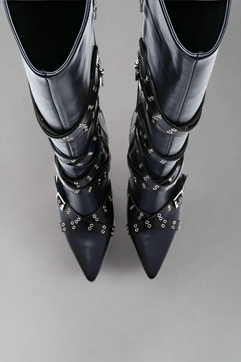 A Senorita's Cross Buckle Stiletto Boot