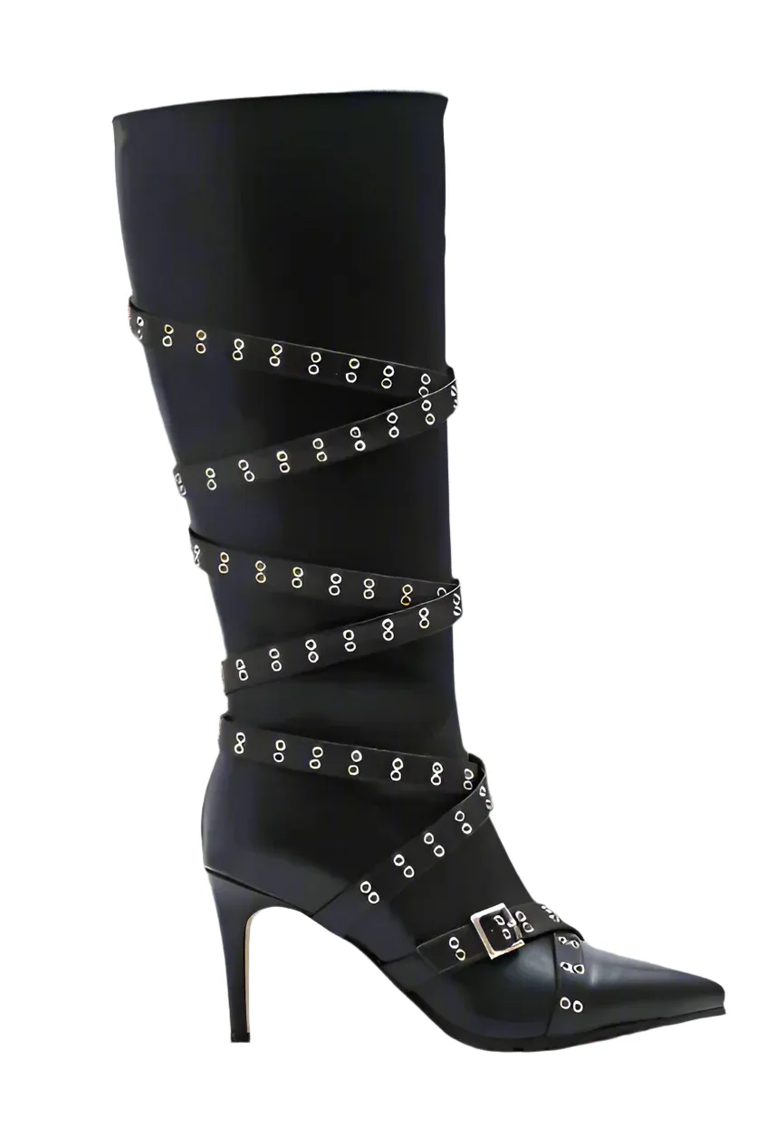 A Senorita's Cross Buckle Stiletto Boot
