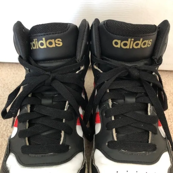 Adidas Hoops 3.0 Mid Sneaker Black White Red Gold Size 6 Mens Big Kids HR0227