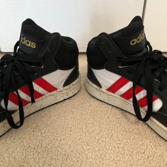 Adidas Hoops 3.0 Mid Sneaker Black White Red Gold Size 6 Mens Big Kids HR0227