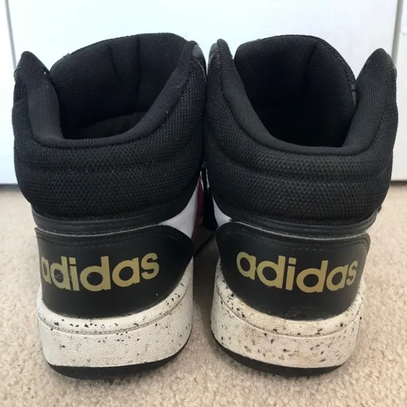 Adidas Hoops 3.0 Mid Sneaker Black White Red Gold Size 6 Mens Big Kids HR0227