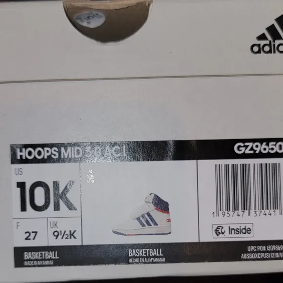 Adidas Hoops Mid 3.0 basketball shoes; Toddler size 10K