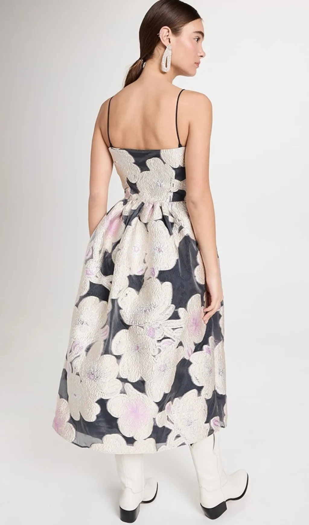 ANNY FLORAL-JACQUARD MIDI DRESS