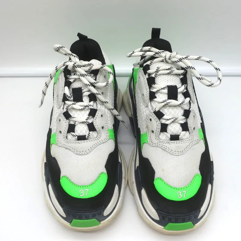 Balenciaga Triple S Sneakers White/Black/Neon Green Size 37
