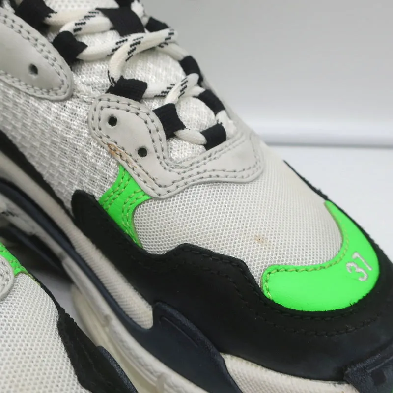 Balenciaga Triple S Sneakers White/Black/Neon Green Size 37