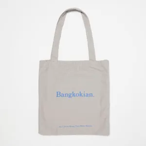 BANGKOKIAN. LINEN BAG - GREY/BLUE FONT
