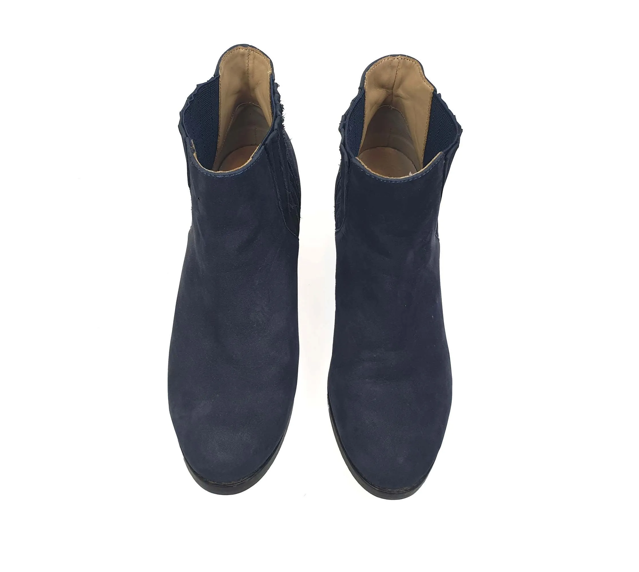 Bared navy suede low heel boots size 39