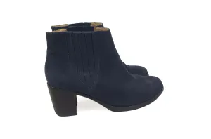 Bared navy suede low heel boots size 39