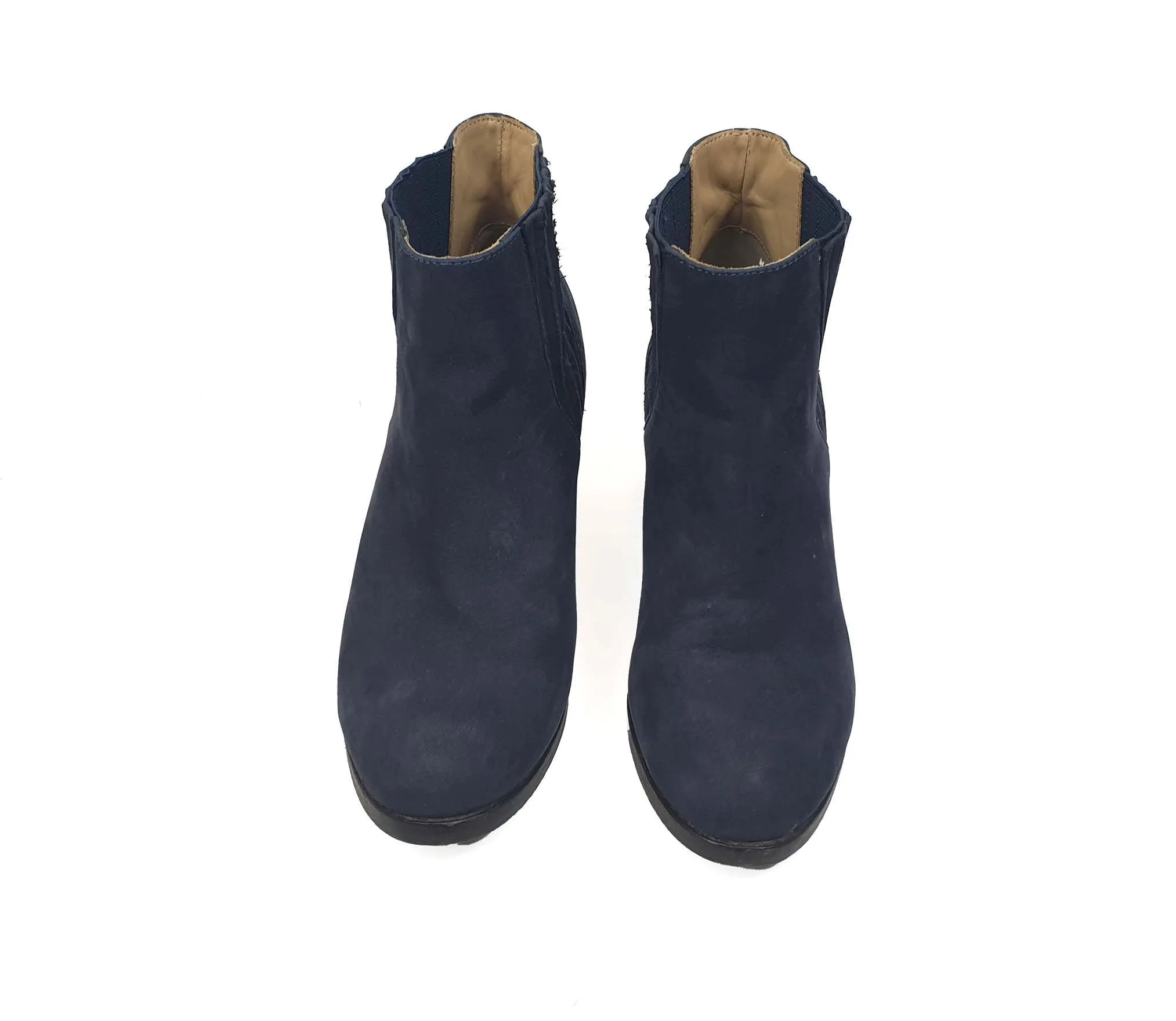 Bared navy suede low heel boots size 39