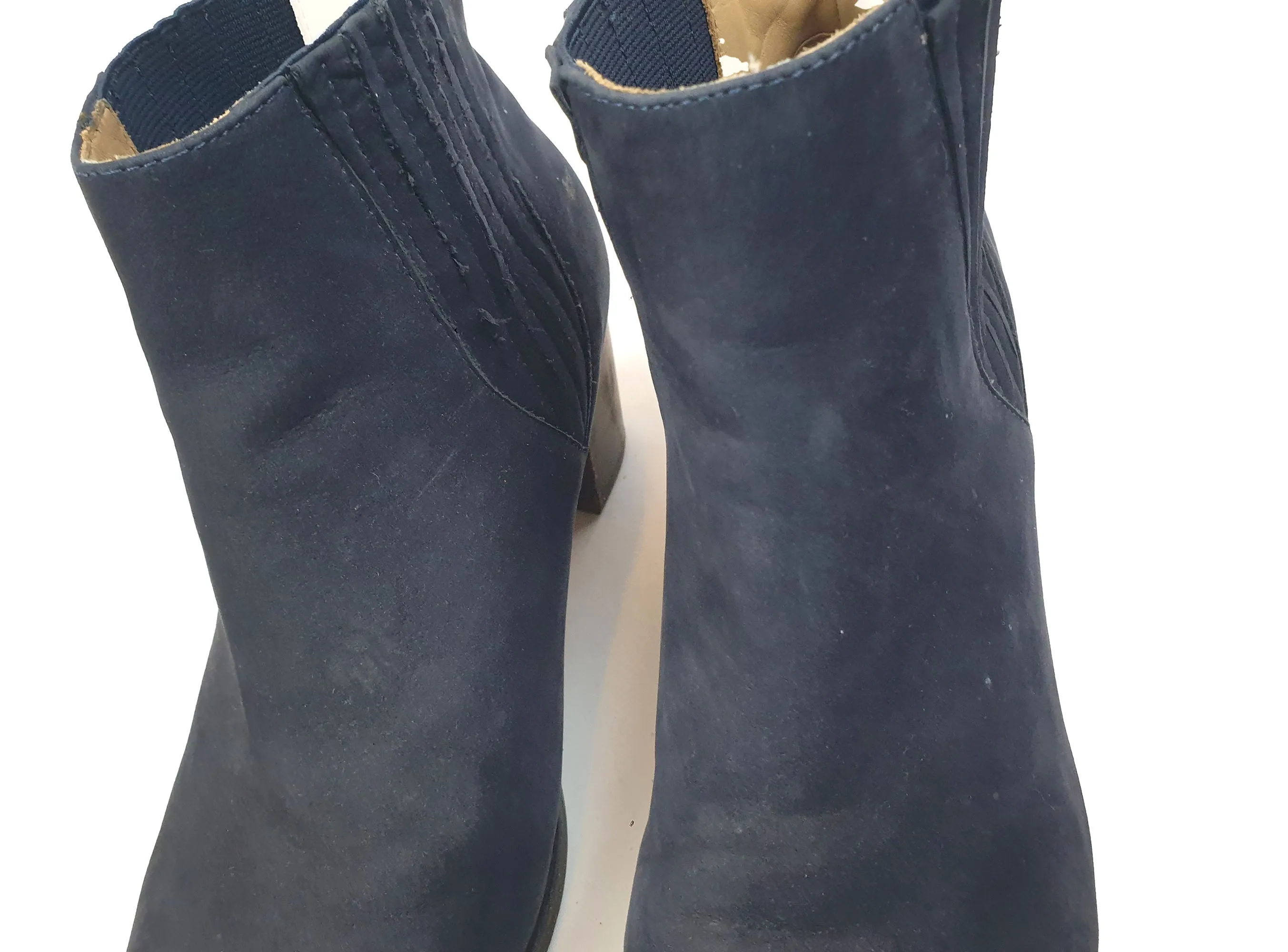 Bared navy suede low heel boots size 39