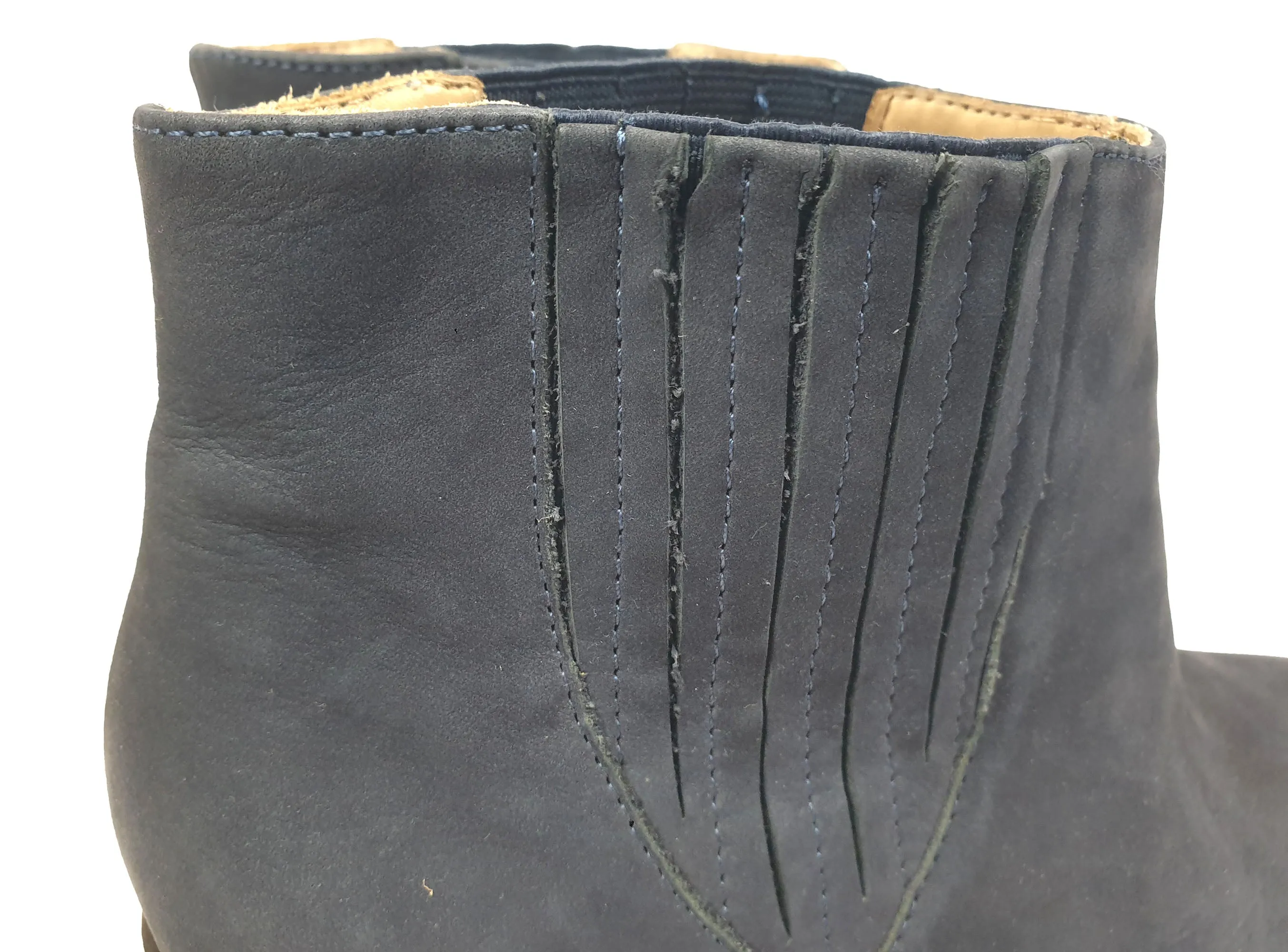 Bared navy suede low heel boots size 39