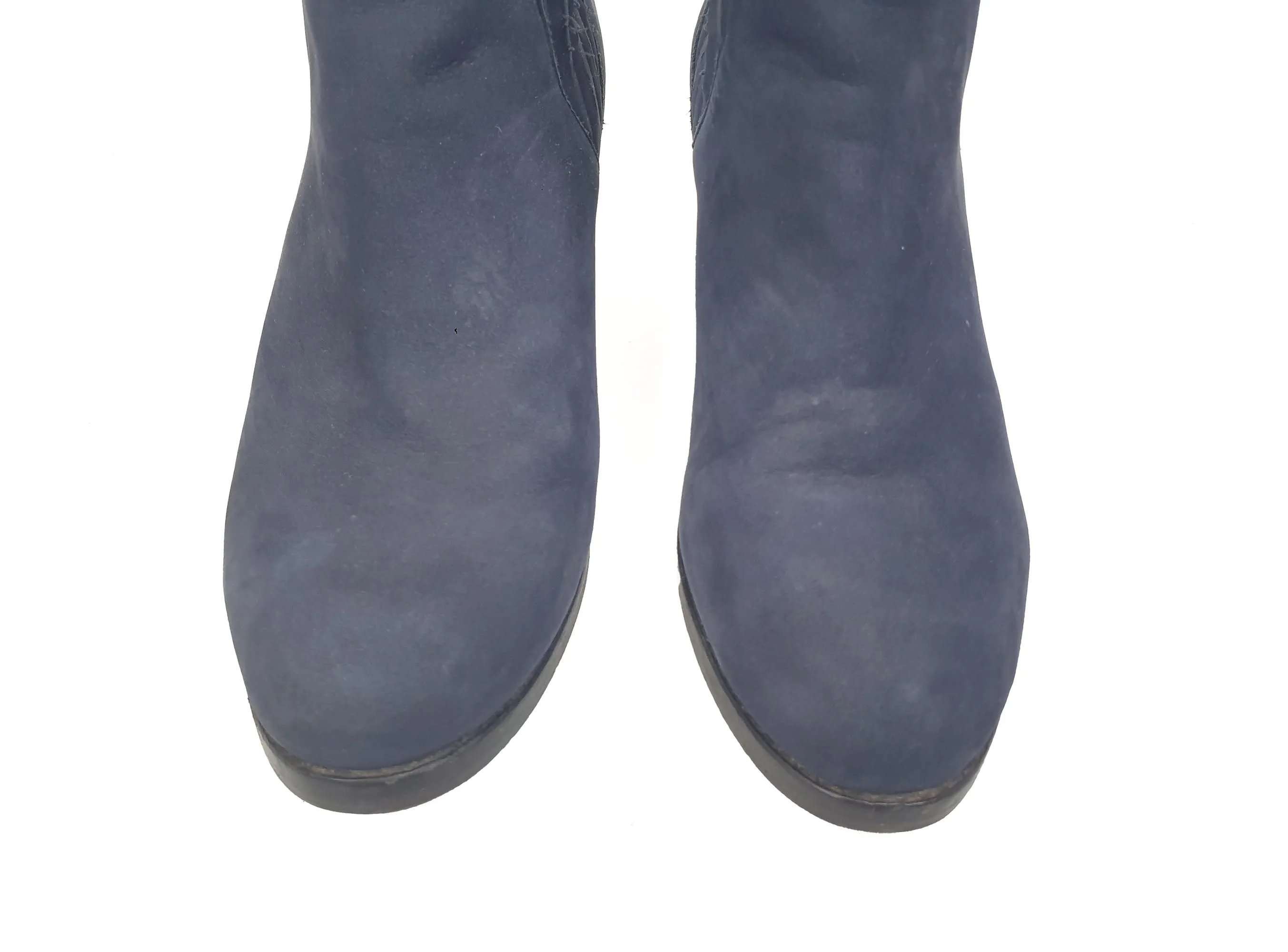 Bared navy suede low heel boots size 39