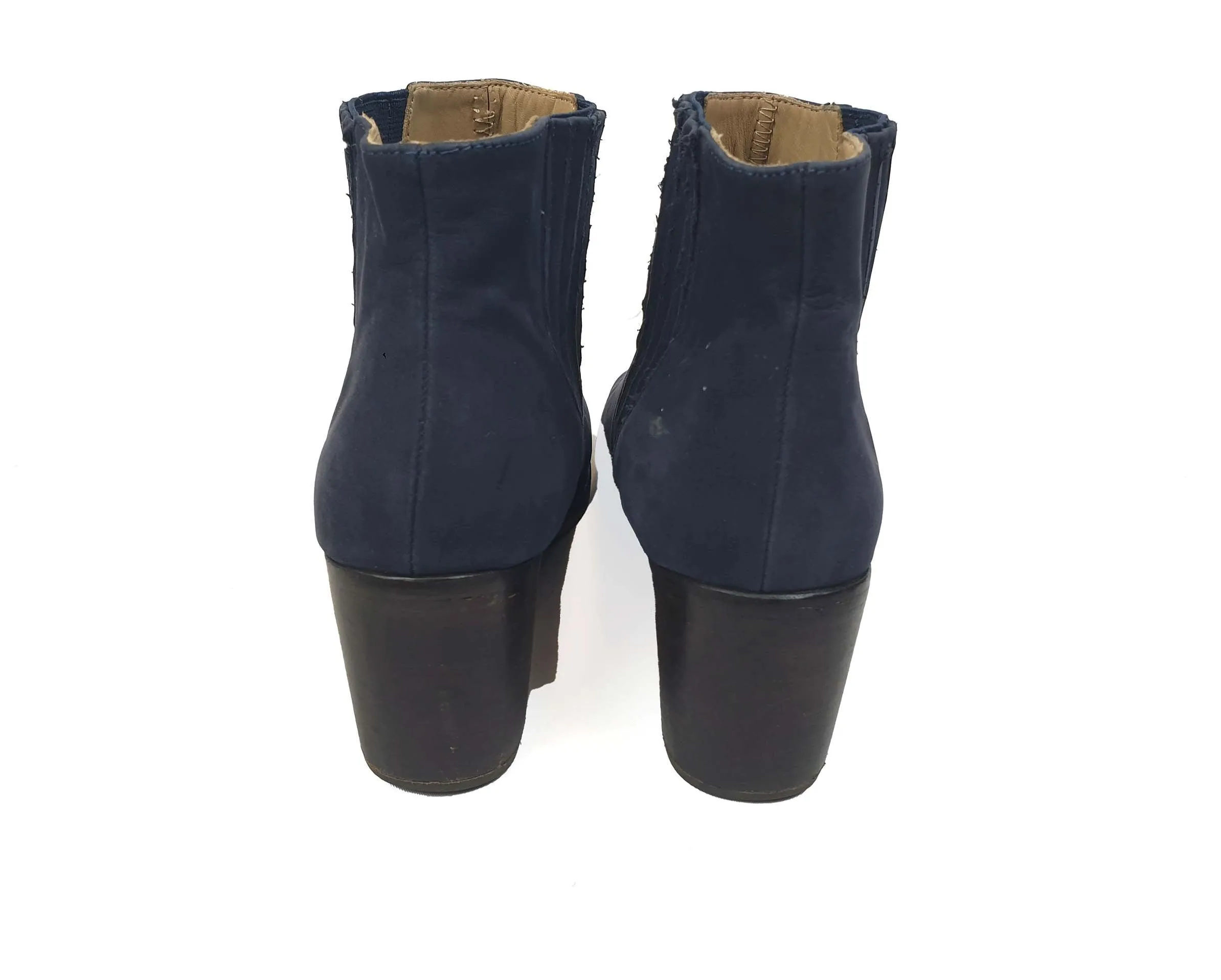 Bared navy suede low heel boots size 39