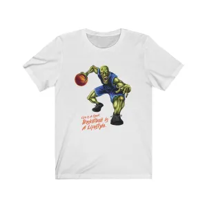Basketball Zombie Graphic Short Sleeve T-Shirt