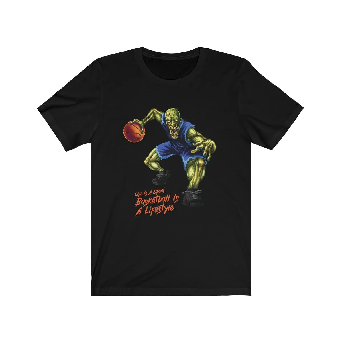 Basketball Zombie Graphic Short Sleeve T-Shirt
