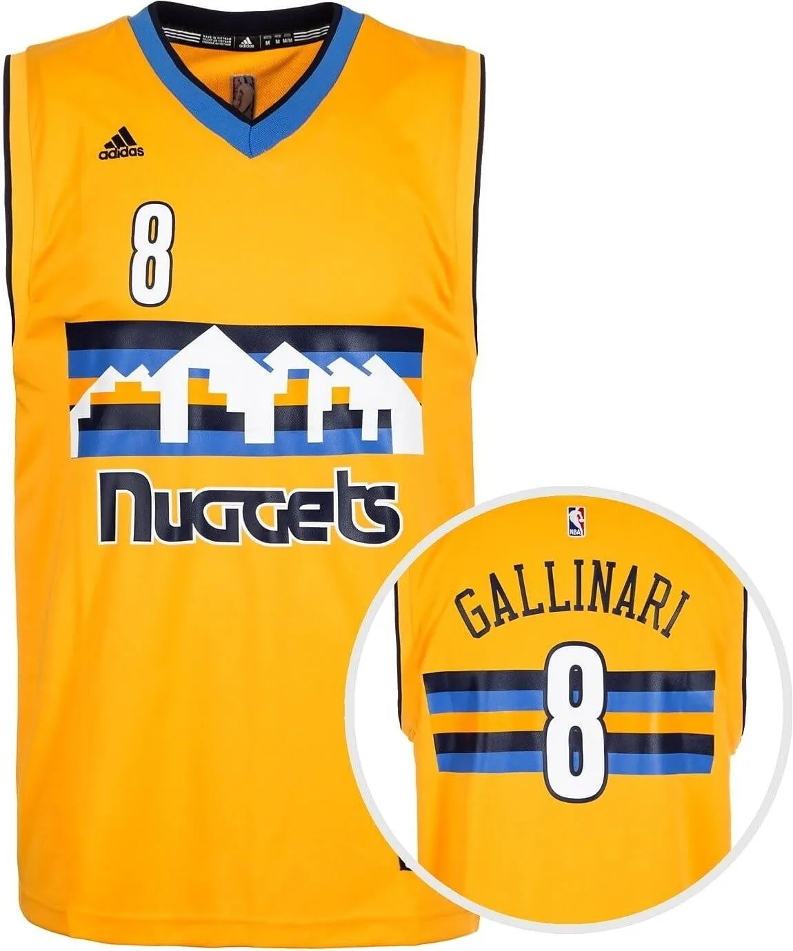 Basketbalový dres Adidas NBA Denver Nuggets Jersey Nr.8 Tank Top Alternatives Danilo Gallinari Tank Basketball žltý