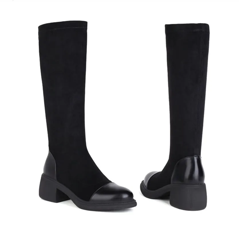 Block Heel Under Knee Boots GS275