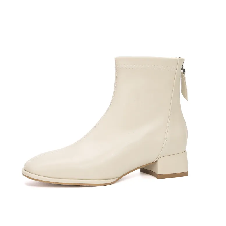 Block Low Heel Ankle Boots For Small Feet TS142