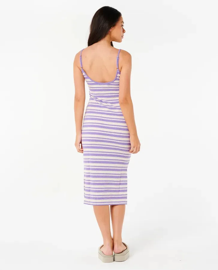Bobbi Stripe Midi Dress - White/Purple