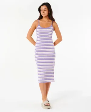 Bobbi Stripe Midi Dress - White/Purple