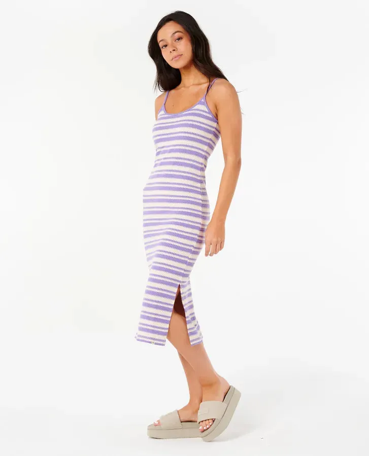 Bobbi Stripe Midi Dress - White/Purple