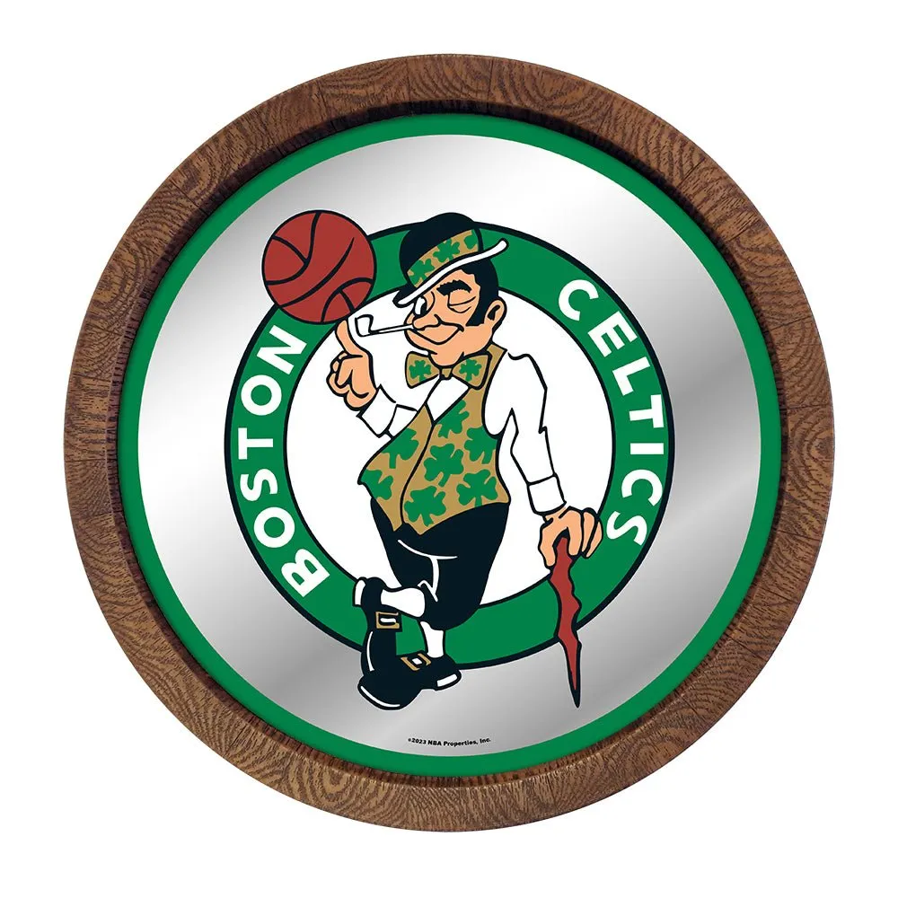 Boston Celtics: "Faux" Barrel Top Mirrored Wall Sign