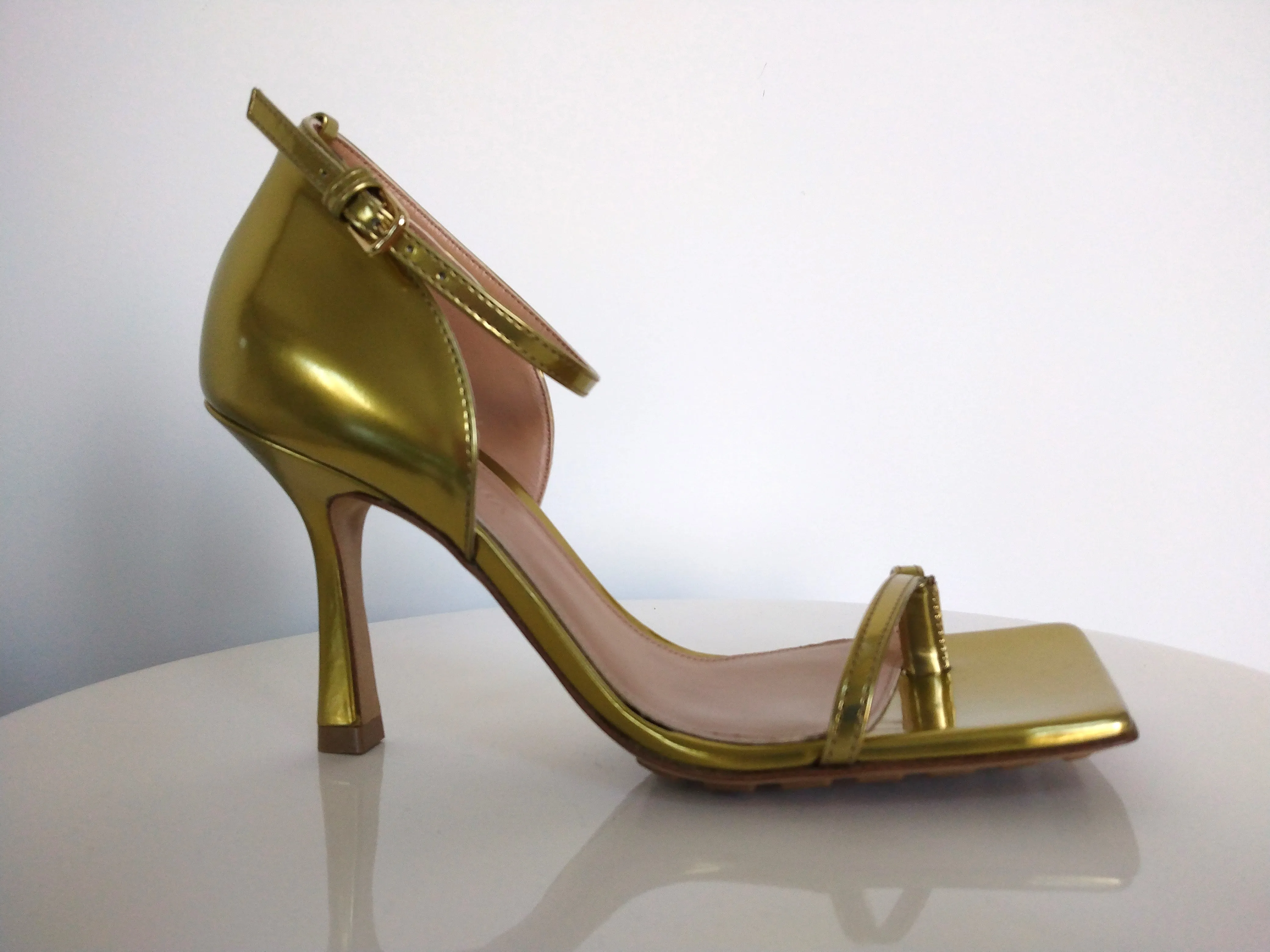 Bottega Veneta Gold Leather Sandal