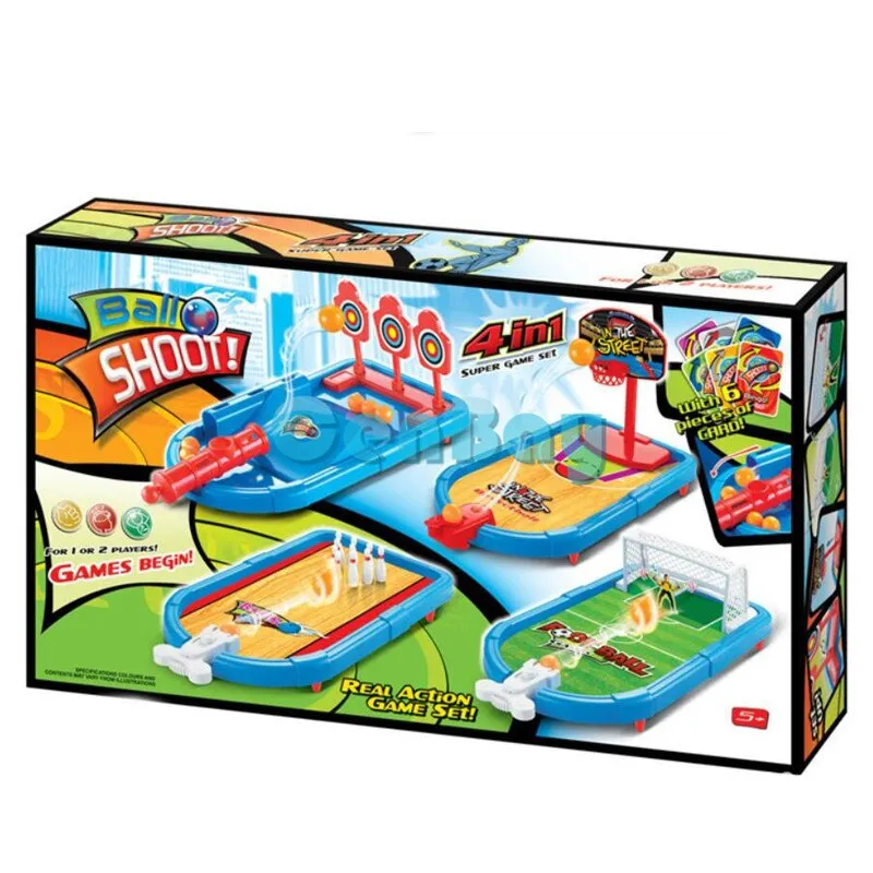 Brand new in box! Ball shoot 4 games in 1! Football, Basket ball, Ball shooting, Bowling All in 1 Game! Age 5 