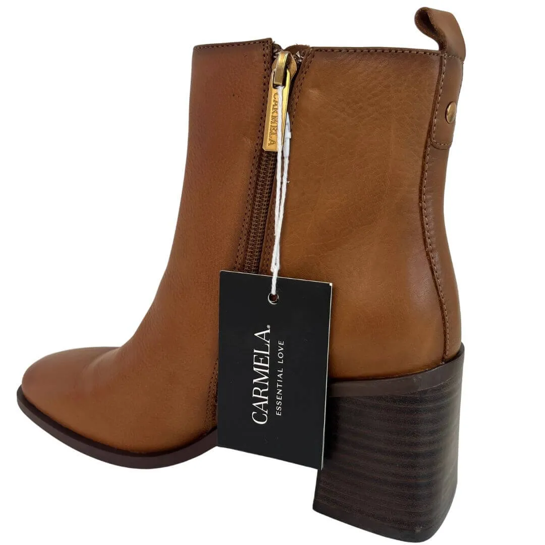 Carmela Tan Classic Block Heel Boots