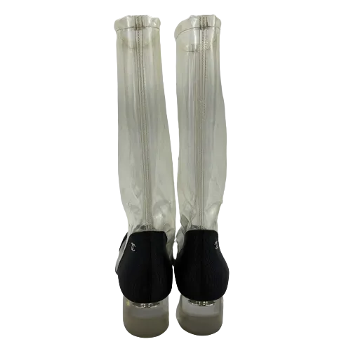 CHANEL - 18S Capped Toe CC PVC Mid-Calf Boots - 38 US 8