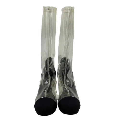 CHANEL - 18S Capped Toe CC PVC Mid-Calf Boots - 38 US 8