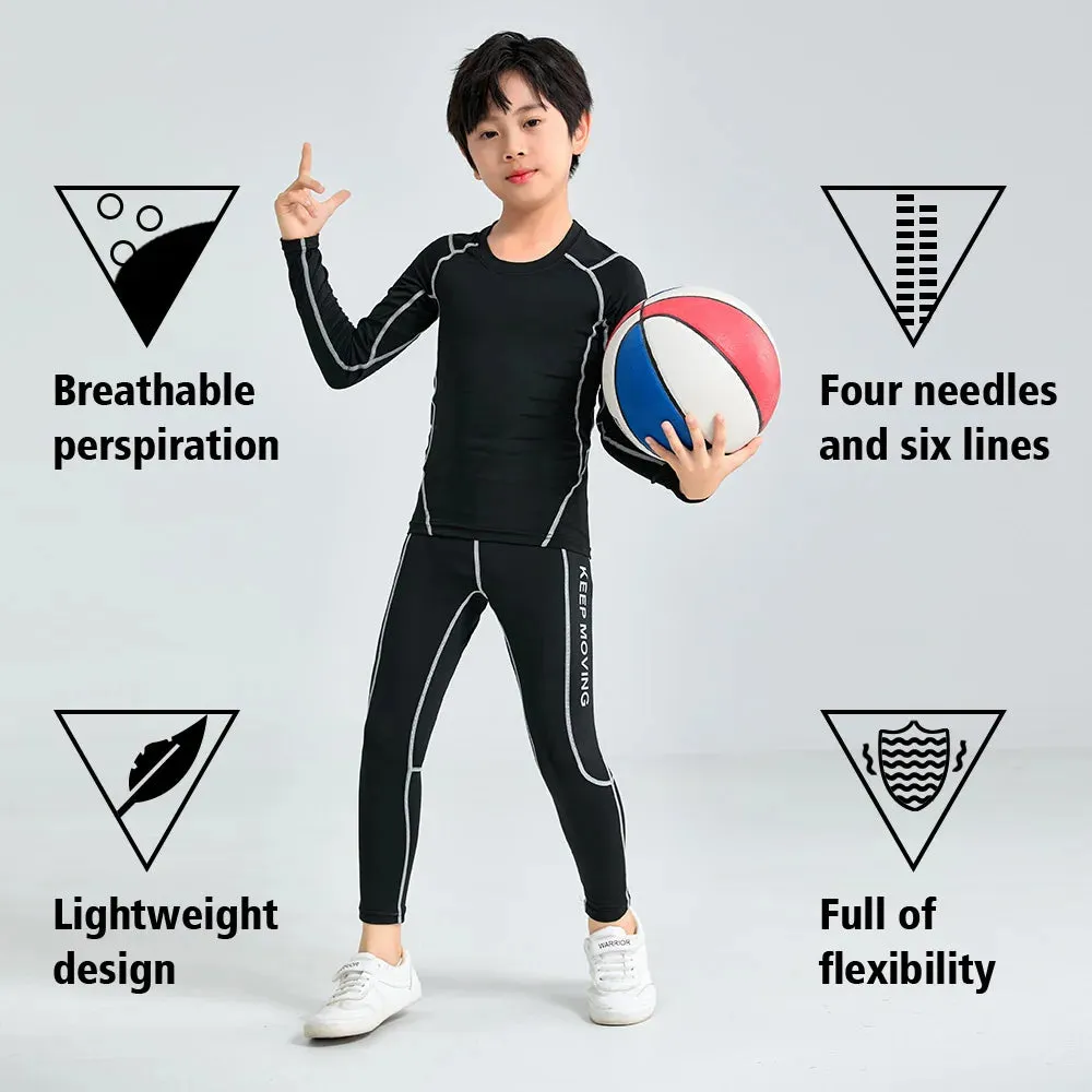 Children's Compression Wear, Suit for Boy Running, Basketball, Football, Tracksuit for Children Quick-Drying Top   Leggings