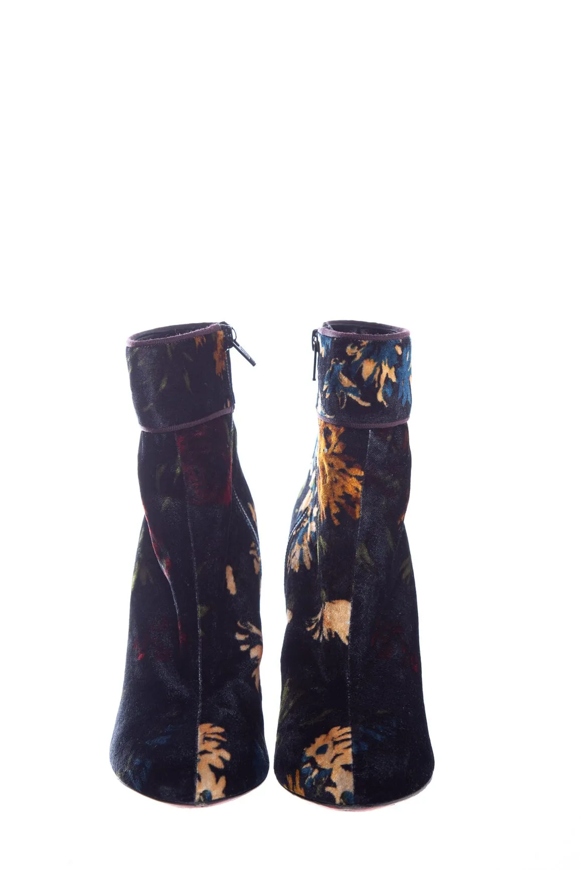 Christian Louboutin Multicolor Floral Velvet Heel Booties SZ 38.5