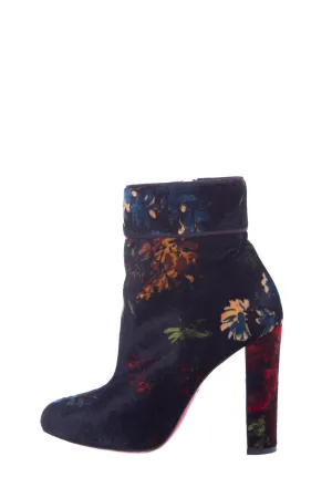 Christian Louboutin Multicolor Floral Velvet Heel Booties SZ 38.5