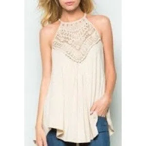 Crochet Halter Top in Oatmeal