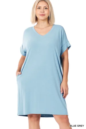 Curvy Love Hard Dress in Blue Grey