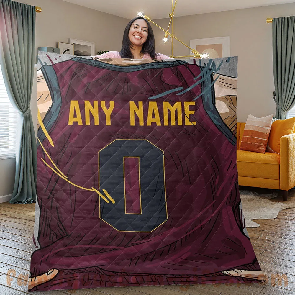 Custom Premium Quilt Blanket Cleveland Jersey Basketball Personalized Quilt Gifts for Her & Him