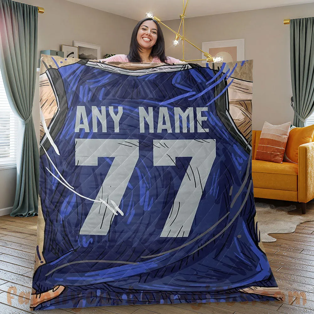 Custom Premium Quilt Blanket Dallas Jersey Basketball Personalized Quilt Gifts for Her & Him