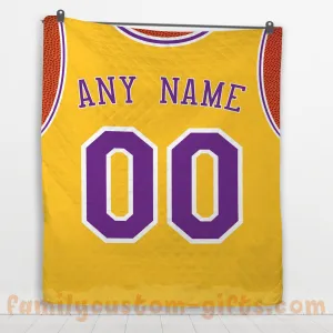 Custom Premium Quilt Blanket Los Angeles Jersey Basketball Personalized Quilt Gifts for Her & Him