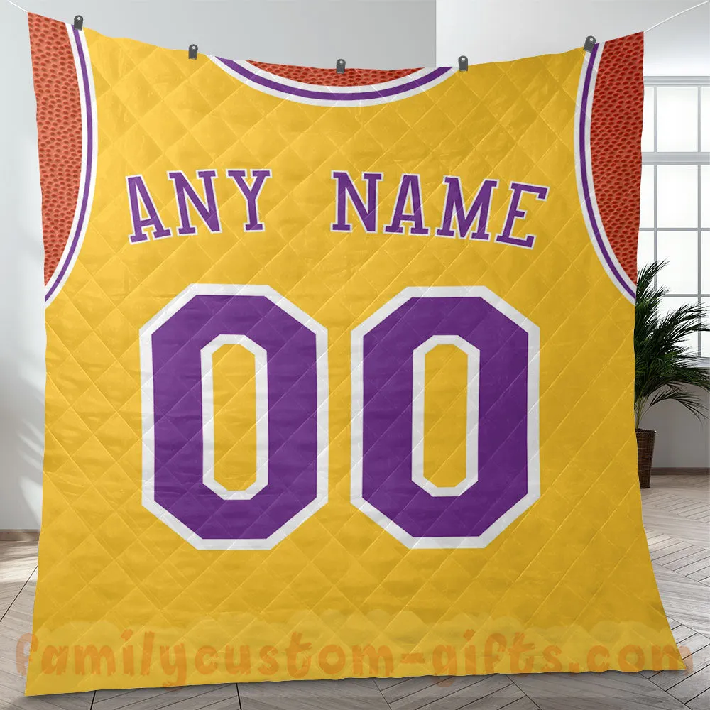 Custom Premium Quilt Blanket Los Angeles Jersey Basketball Personalized Quilt Gifts for Her & Him
