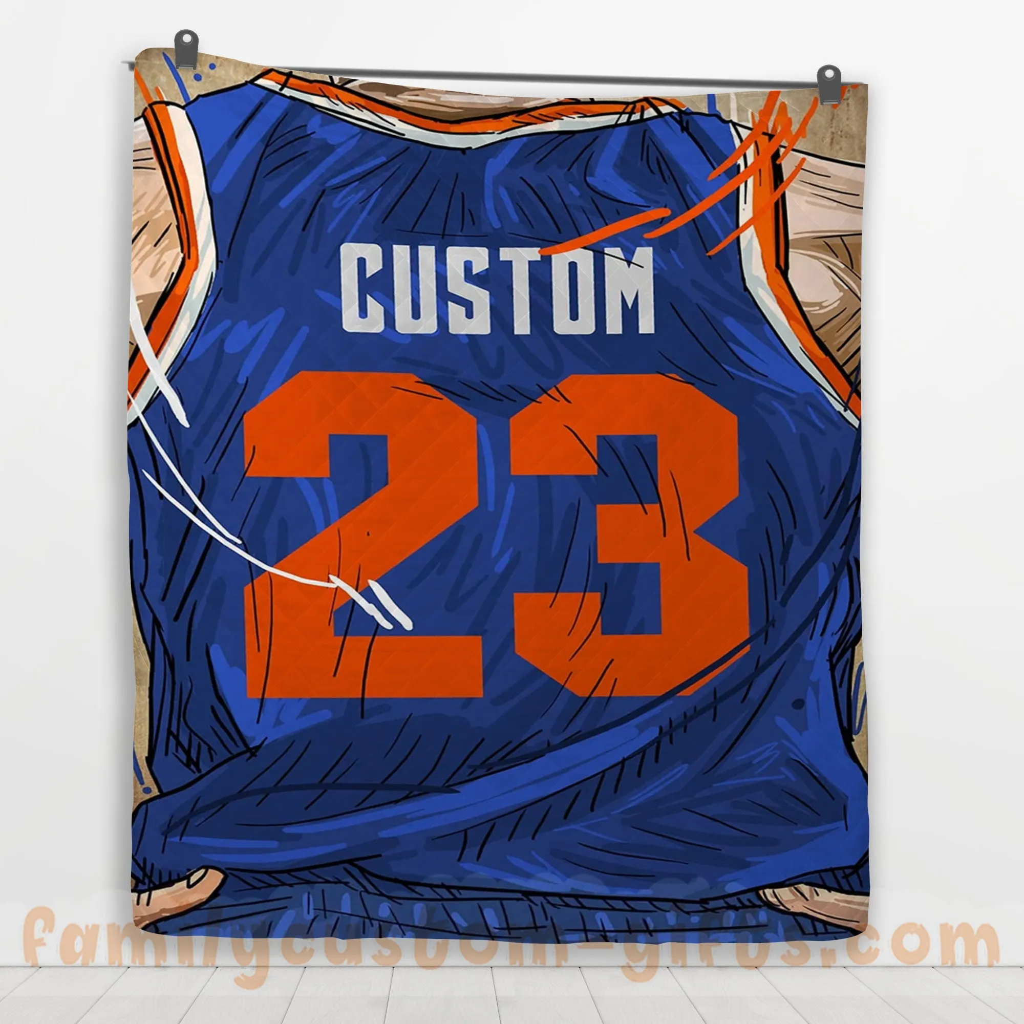 Custom Premium Quilt Blanket New York Jersey Basketball Personalized Quilt Gifts for Her & Him