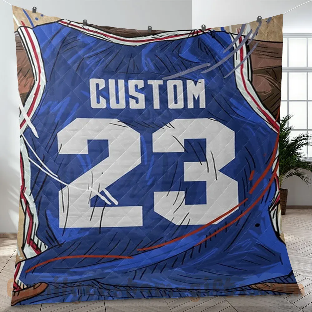 Custom Premium Quilt Blanket Philadelphia Jersey Basketball Personalized Quilt Gifts for Her & Him