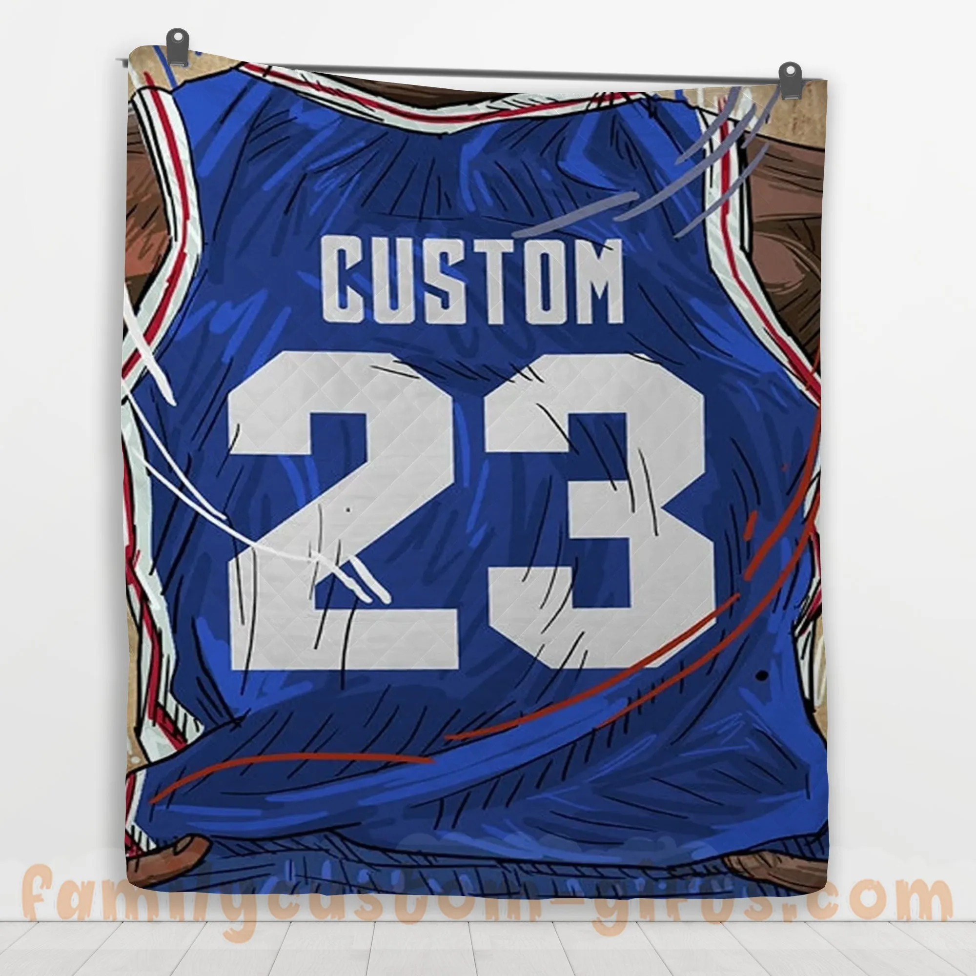 Custom Premium Quilt Blanket Philadelphia Jersey Basketball Personalized Quilt Gifts for Her & Him