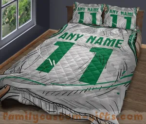 Custom Quilt Sets Boston Jersey Personalized Basketball Premium Quilt Bedding for Men Women
