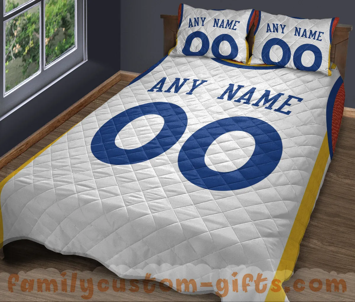 Custom Quilt Sets Golden State Jersey Personalized Basketball Premium Quilt Bedding for Men Women